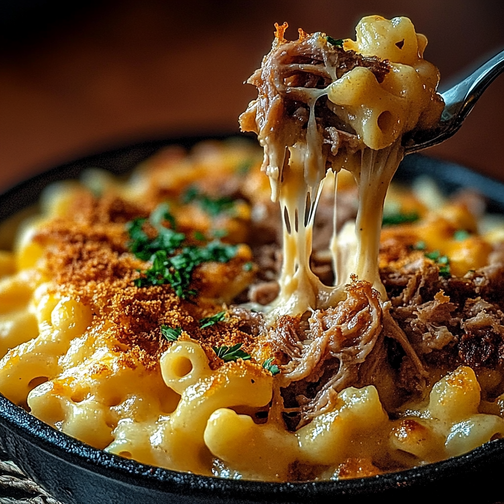 Recipe preparation for Pulled Pork Mac and Cheese