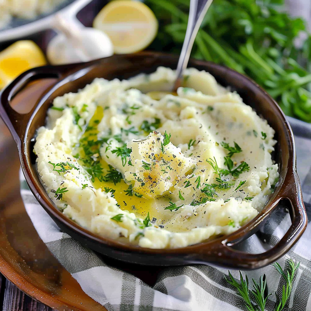 Recipe preparation for Buttermilk Herb Mashed Cauliflower