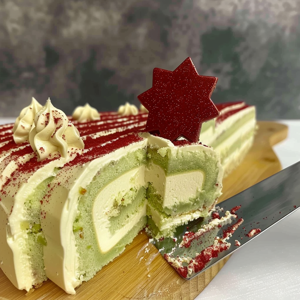 Recipe preparation for Pistachio & Cardamom Yule Log