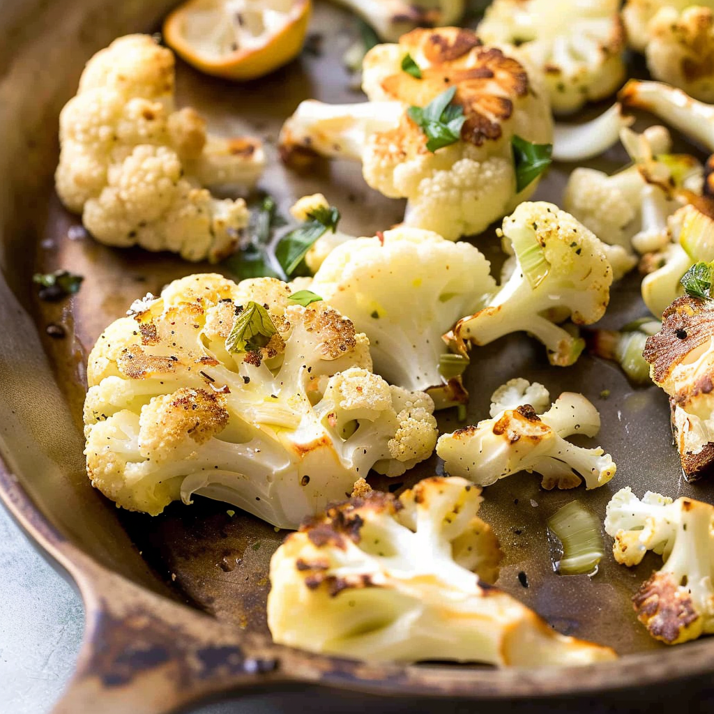 Recipe preparation for Lemon Saffron Cod with Roasted Cauliflower