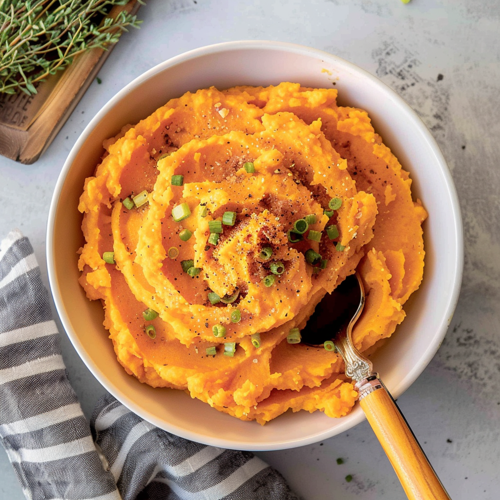 Recipe preparation for Brown Butter Mashed Sweet Potatoes