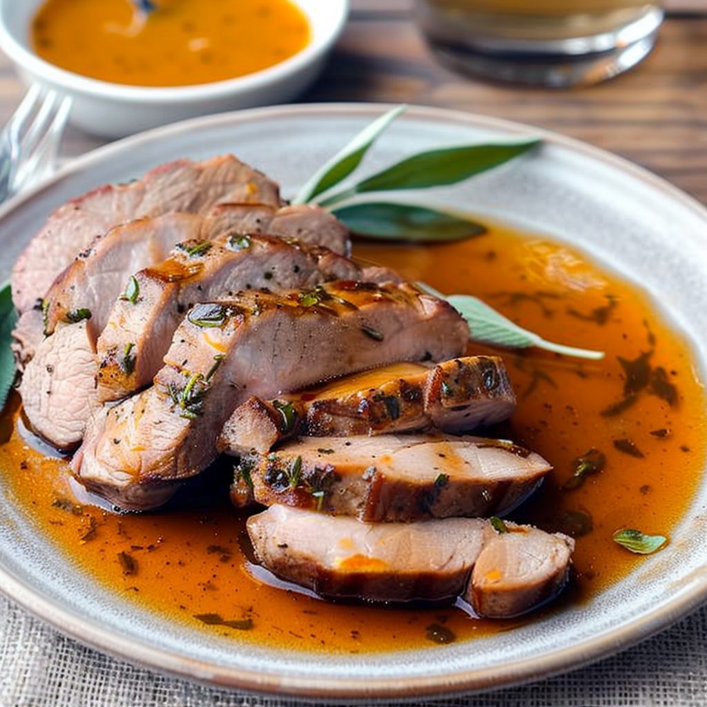 Recipe preparation for Caramelised Orange & Sage Pork Tenderloin