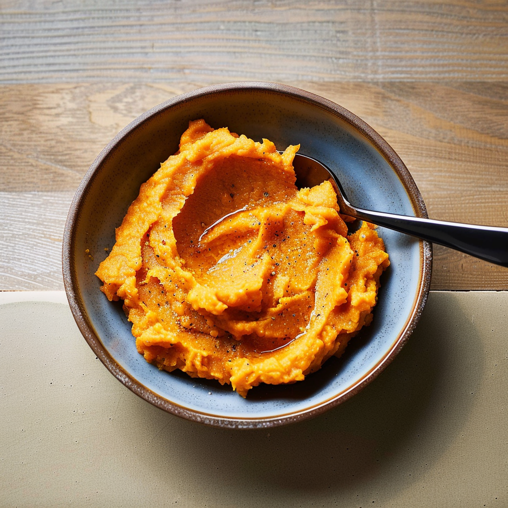 Recipe preparation for Bourbon-Brown Sugar Sweet Potato Mash