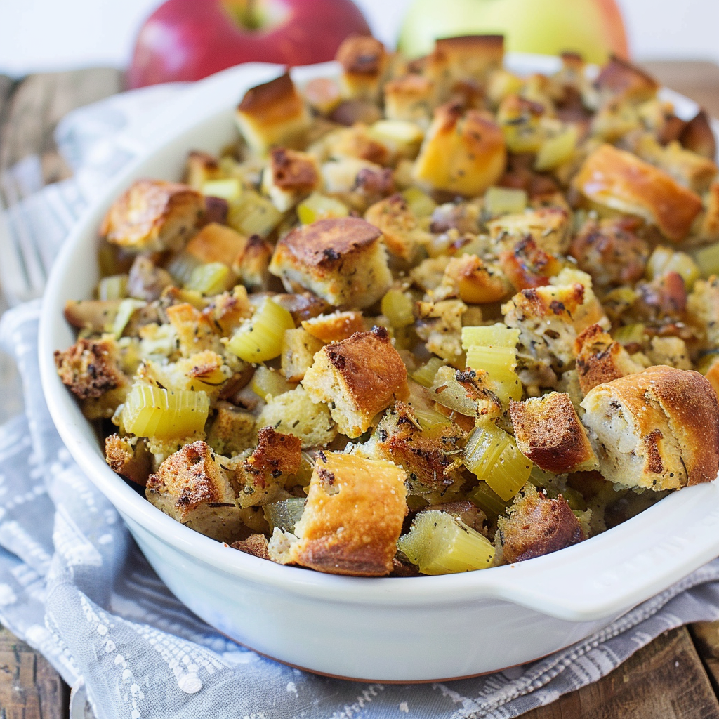 Recipe preparation for Sage, Apple & Sausage Stuffing