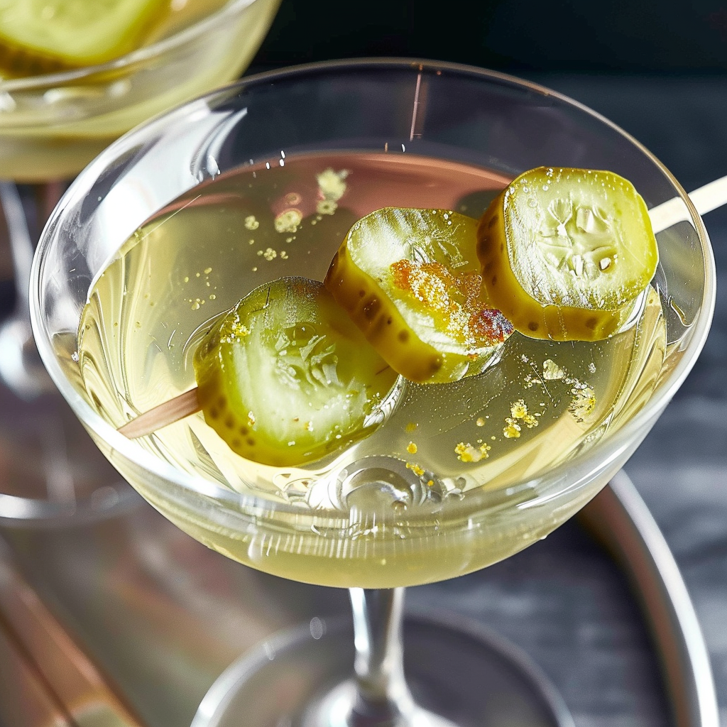 Recipe preparation for Fried Pickle Dip & Pickle Martini