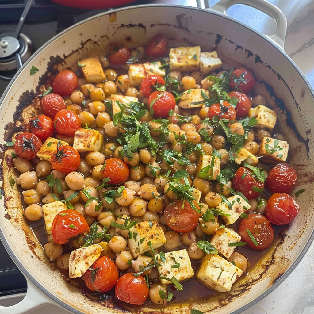 Recipe preparation for Baked Feta Chickpeas