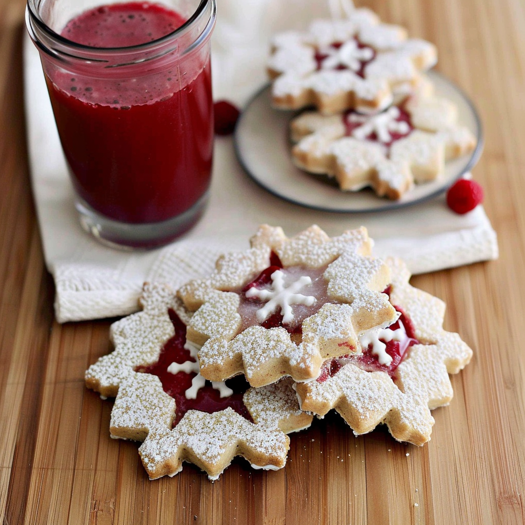 Recipe preparation for Snowflake Linzer Cookies with Raspberry Filling