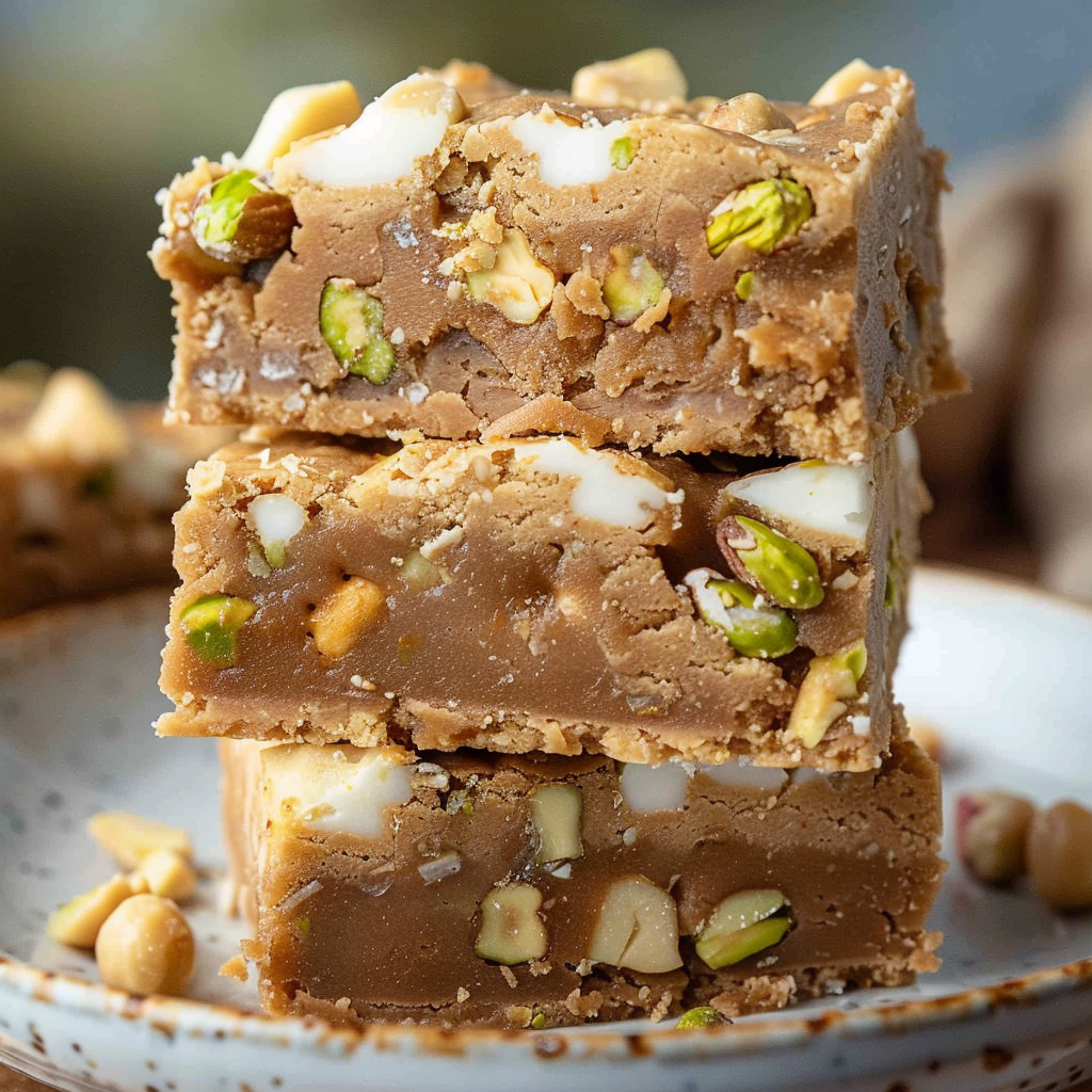 Recipe preparation for Pistachio Brownie Blondies