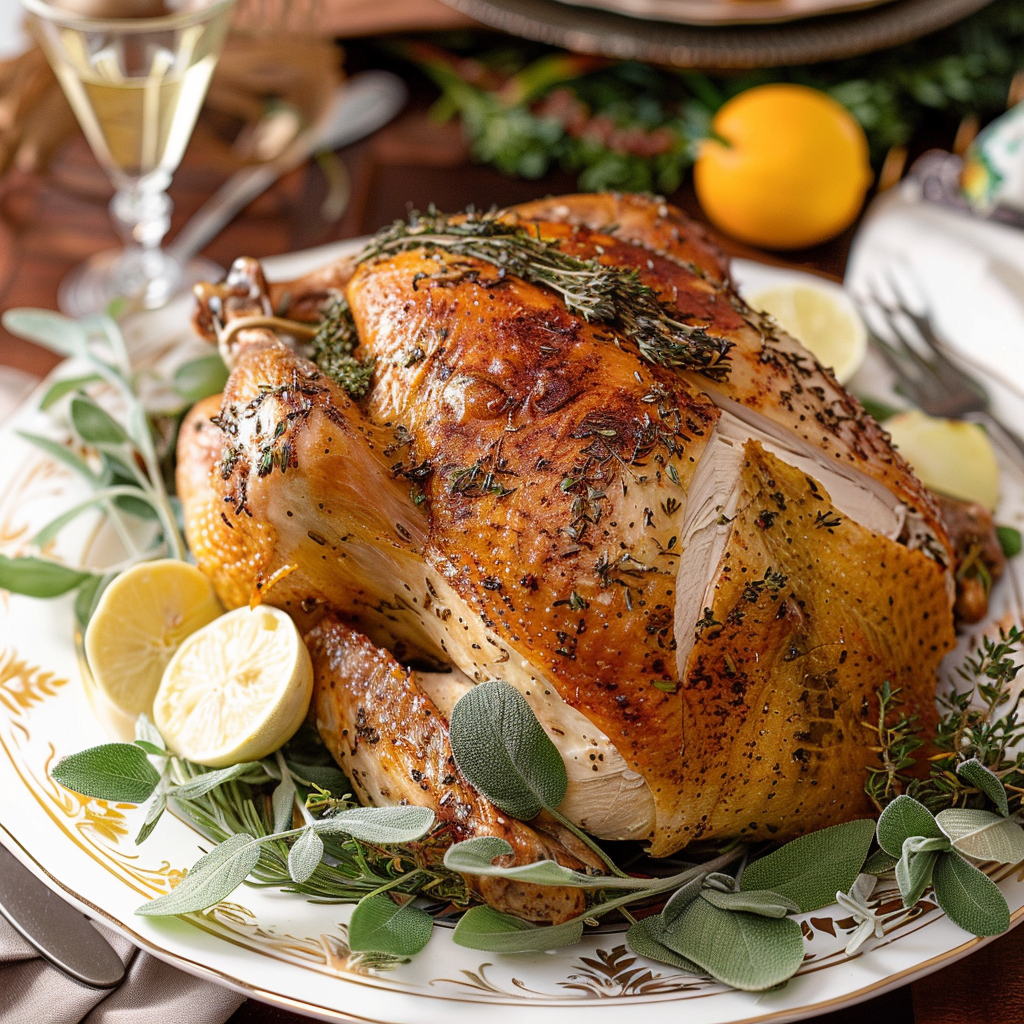 Recipe preparation for Brown Butter Herb Roasted Turkey