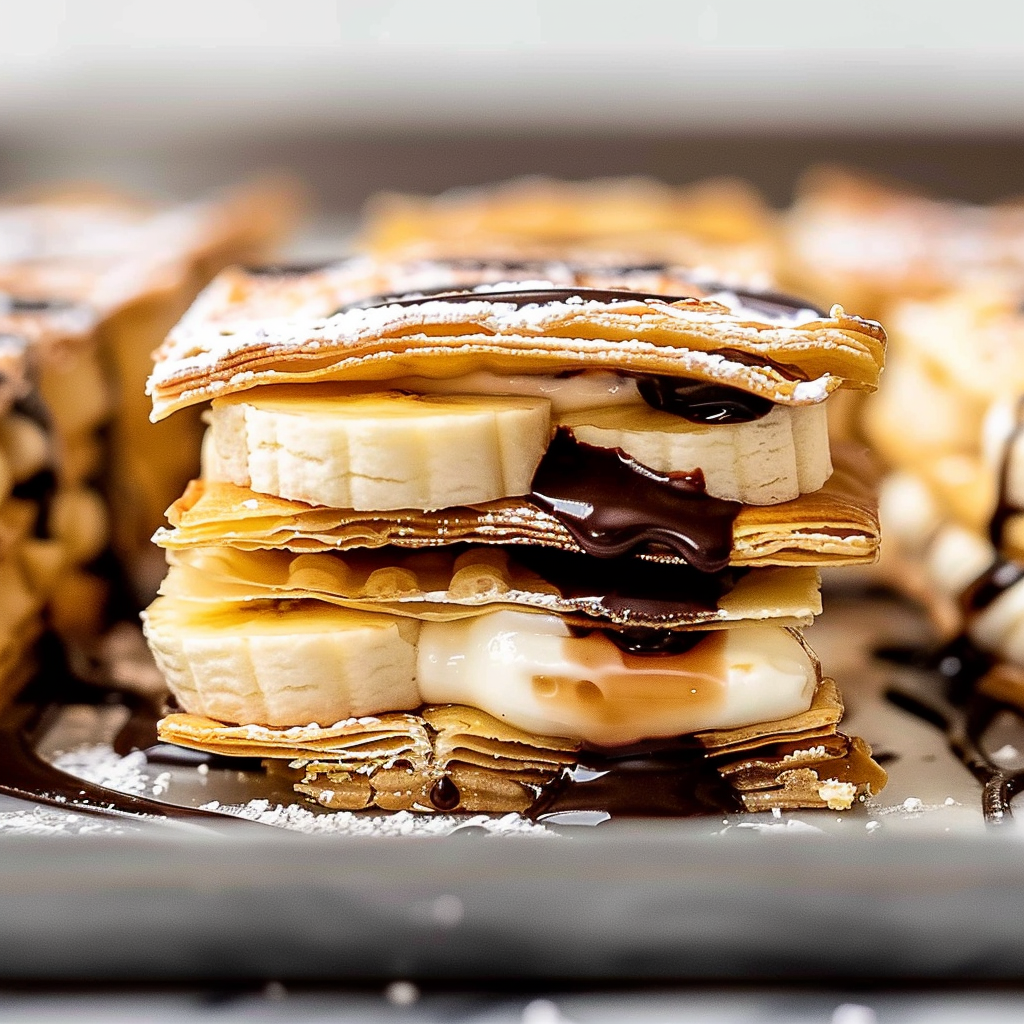Recipe preparation for Chocolate and Banana Napoleons
