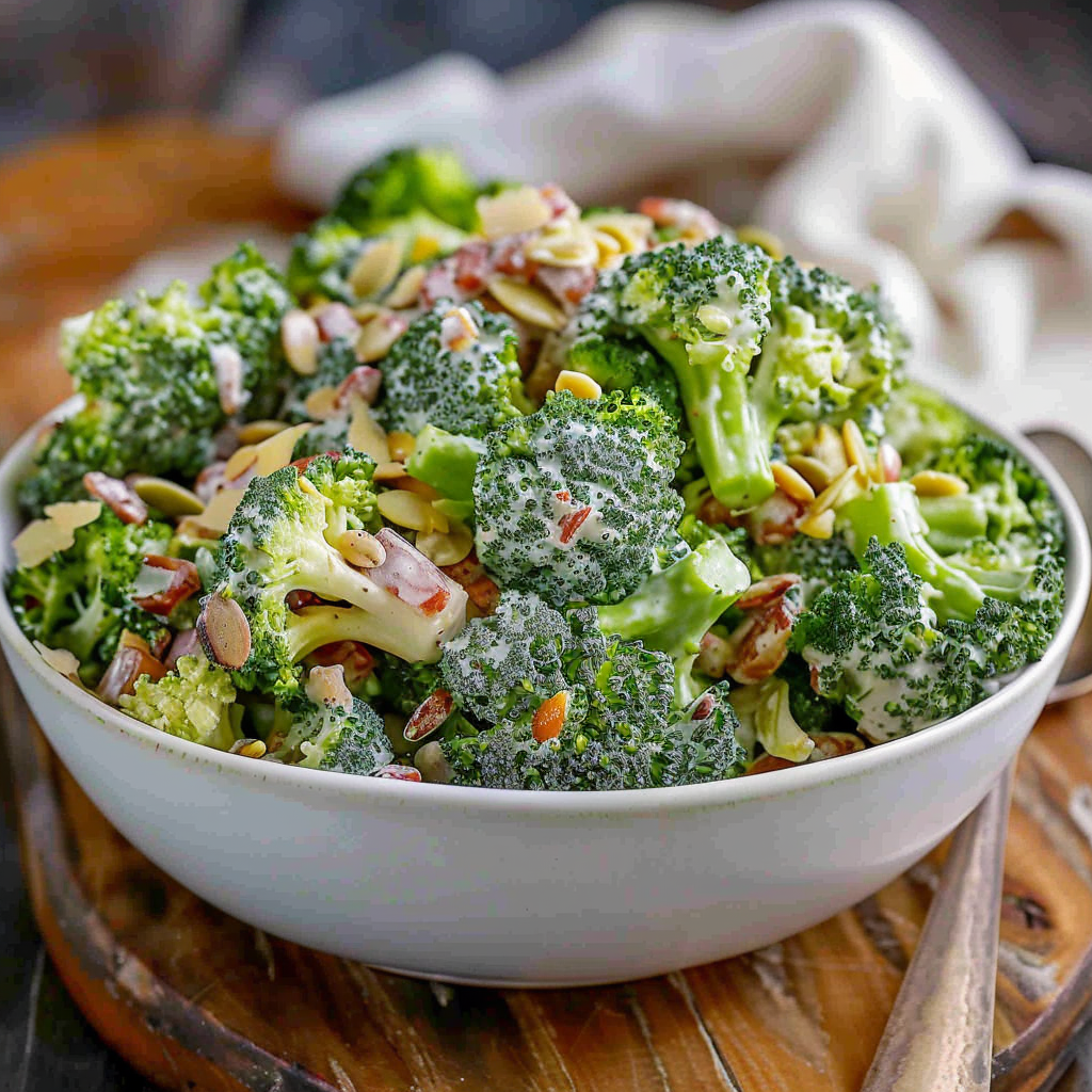 Recipe preparation for Broccoli Salad with Raisins and Sunflower Seeds
