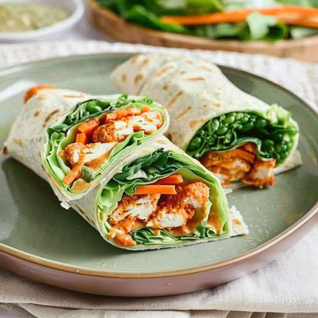 Recipe preparation for Buffalo Cauliflower Power Wrap