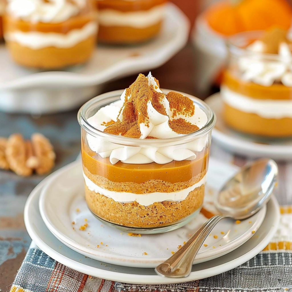 Recipe preparation for No-Bake Pumpkin Pie in a Jar