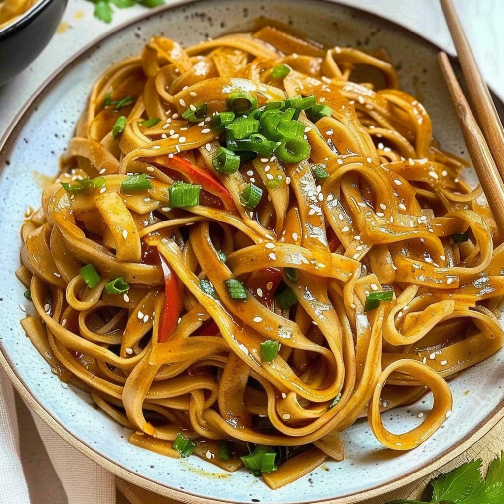 Recipe preparation for Spicy Honey Butter Noodle Bowls