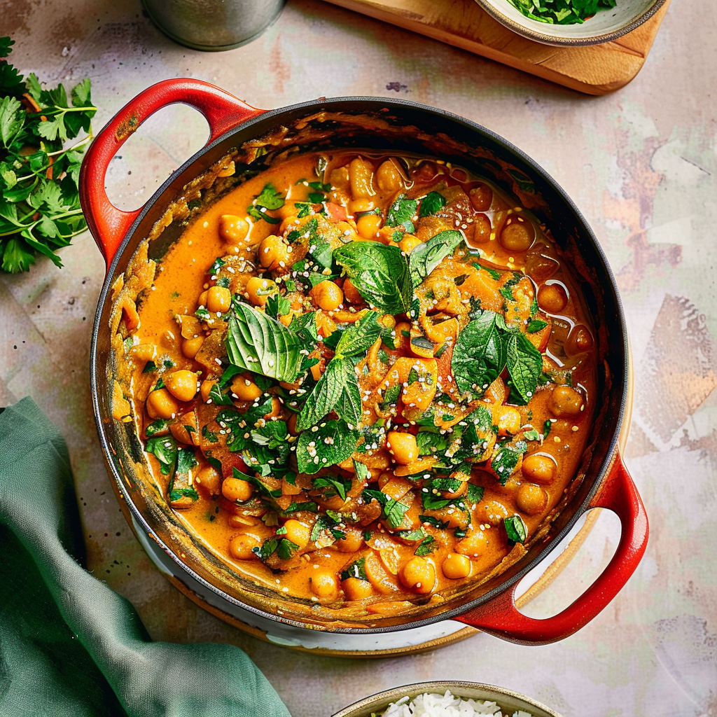 Recipe preparation for Healthy Chickpea and Vegetable Curry