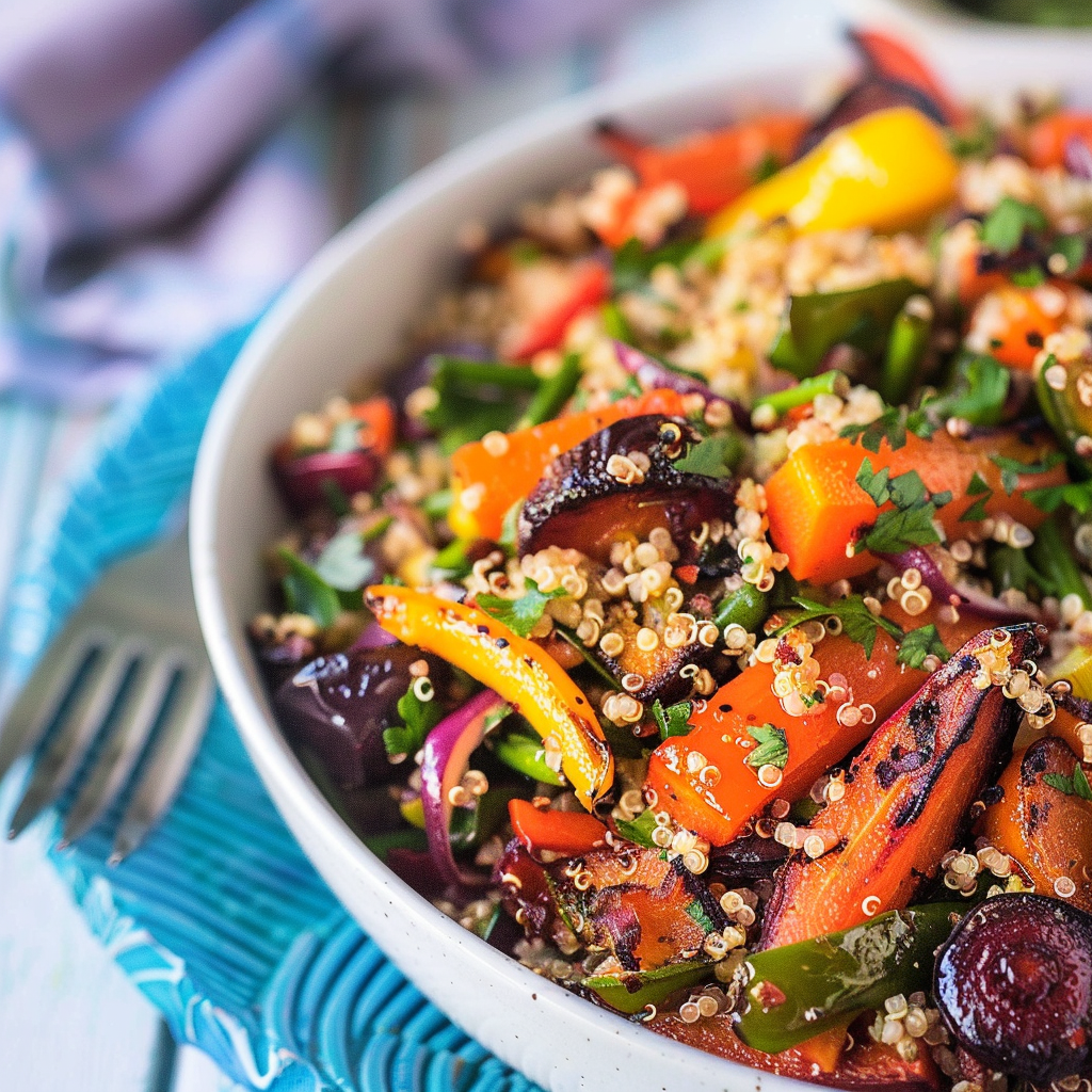 Recipe preparation for Healthy Quinoa and Roasted Vegetable Salad