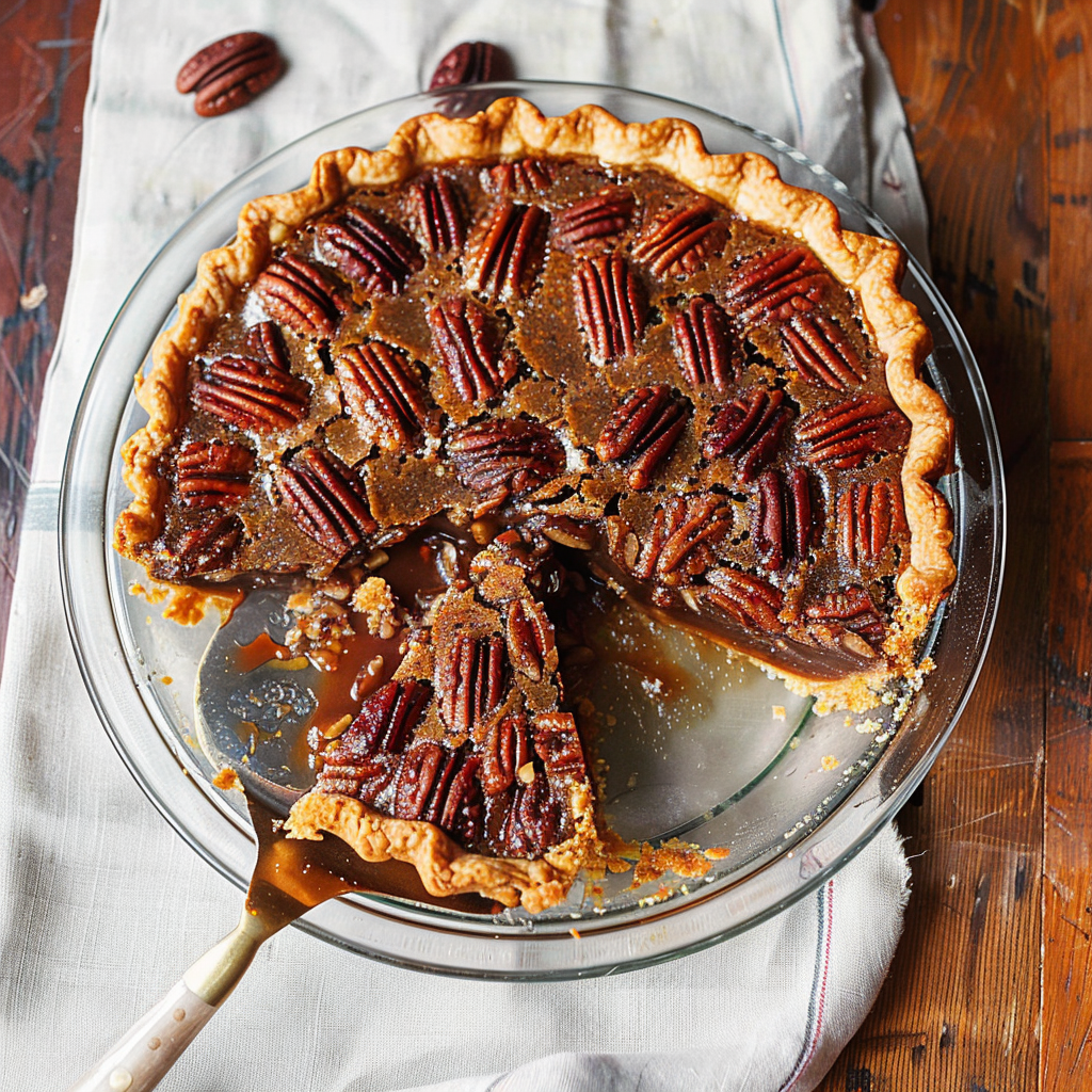 Recipe preparation for Chocolate Bourbon Pecan Pie