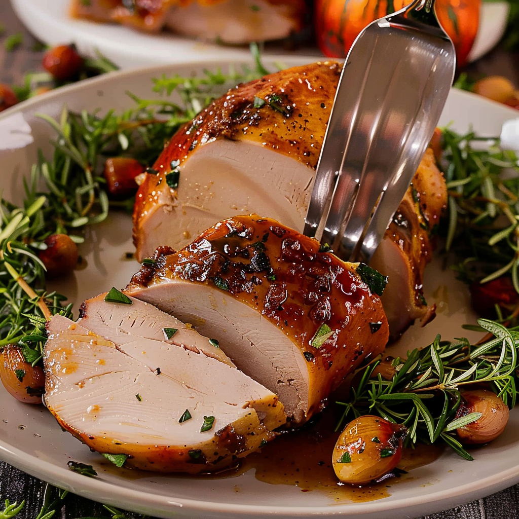 Recipe preparation for Maple-Bourbon Glazed Turkey Thighs