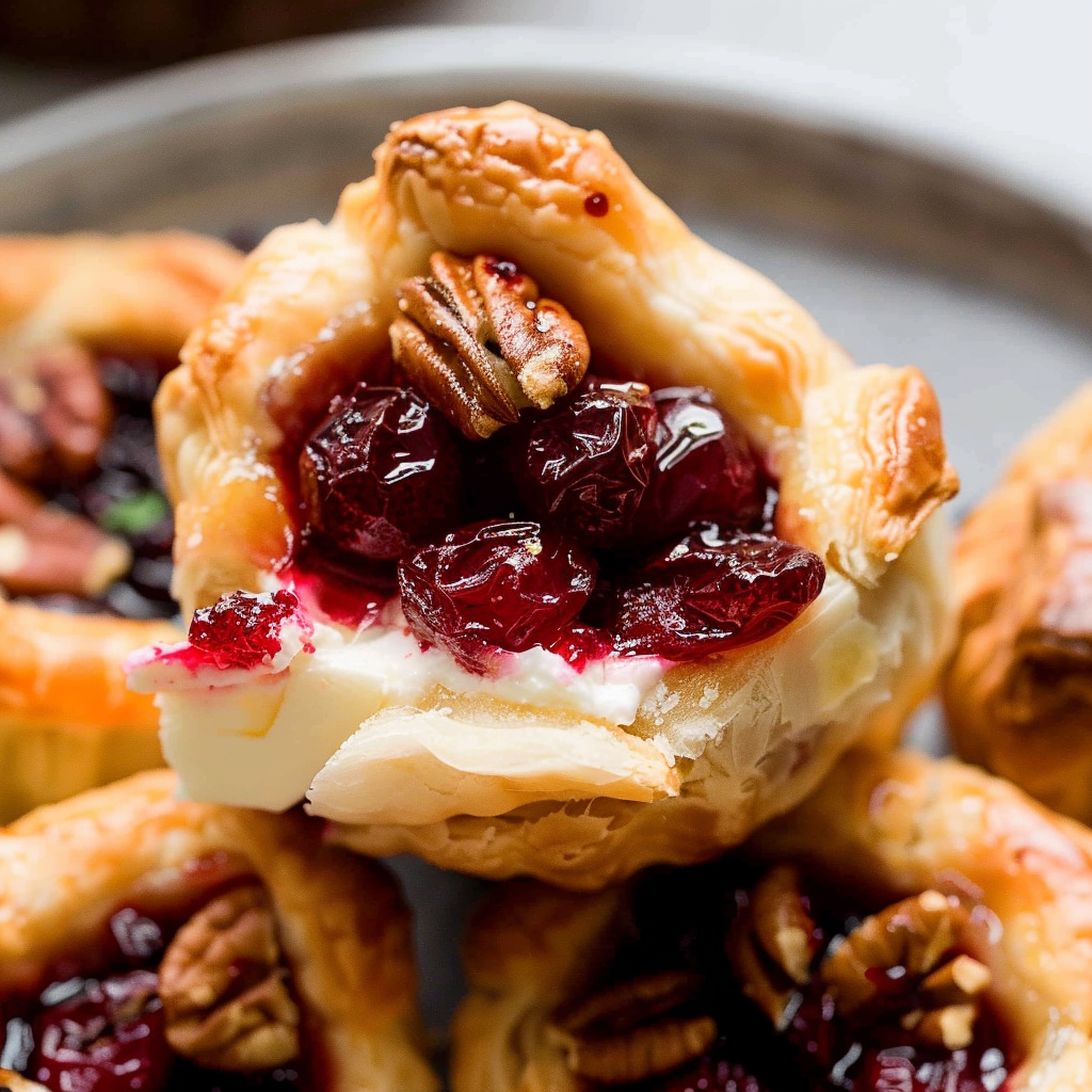 Recipe preparation for Savory Cranberry and Brie Puff Pastry Tart