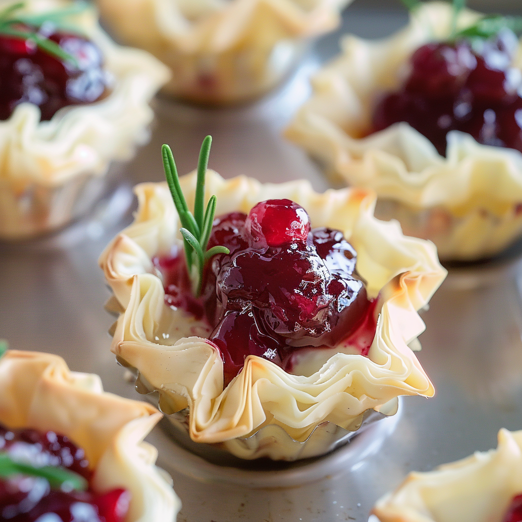 Recipe preparation for Cranberry Brie Bites in Phyllo Cups