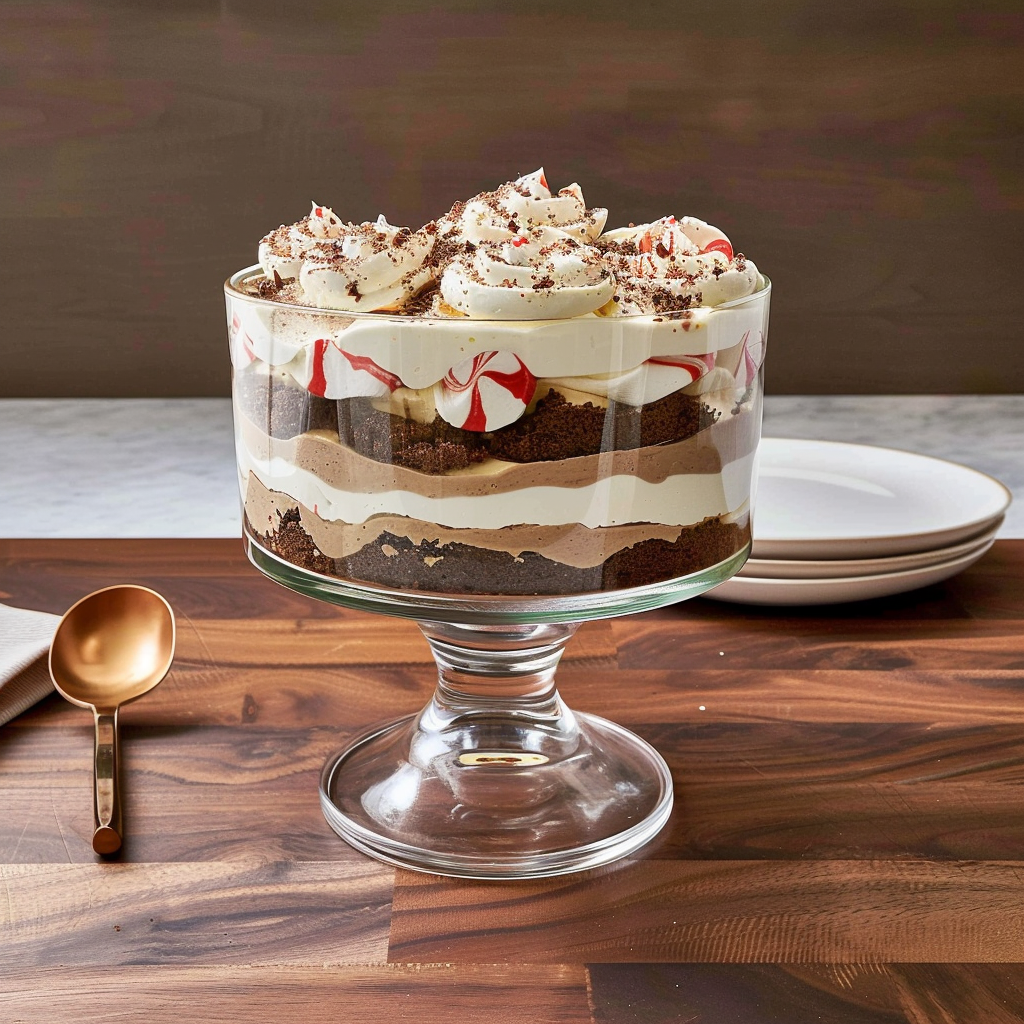 Recipe preparation for Peppermint Choco Trifle