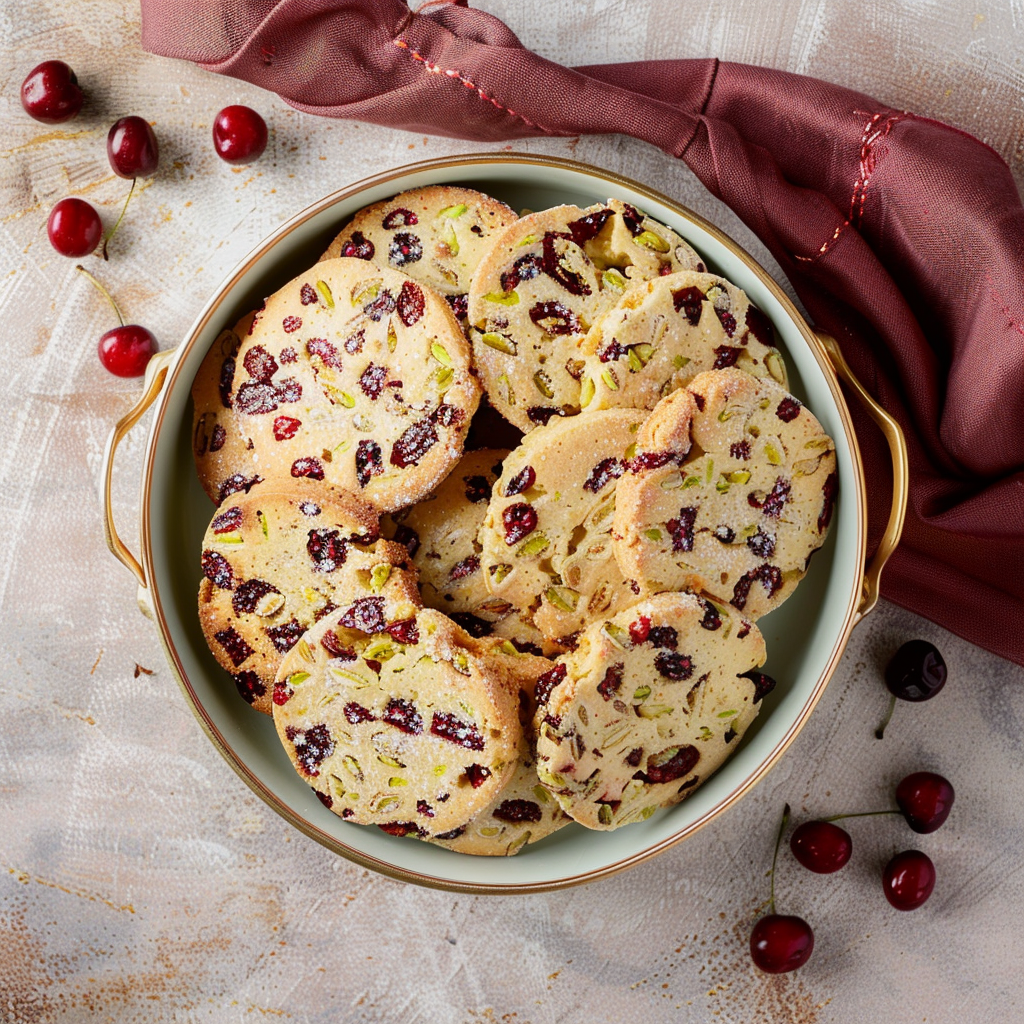 Recipe preparation for Pistachio Shortbread with Cherry Filling