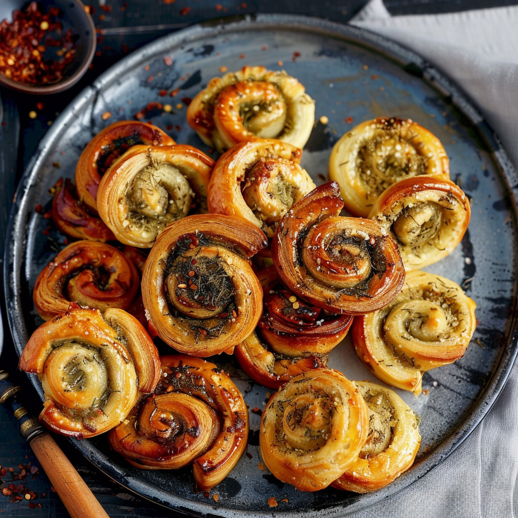 Recipe preparation for Savory Rosemary and Pecan Palmiers