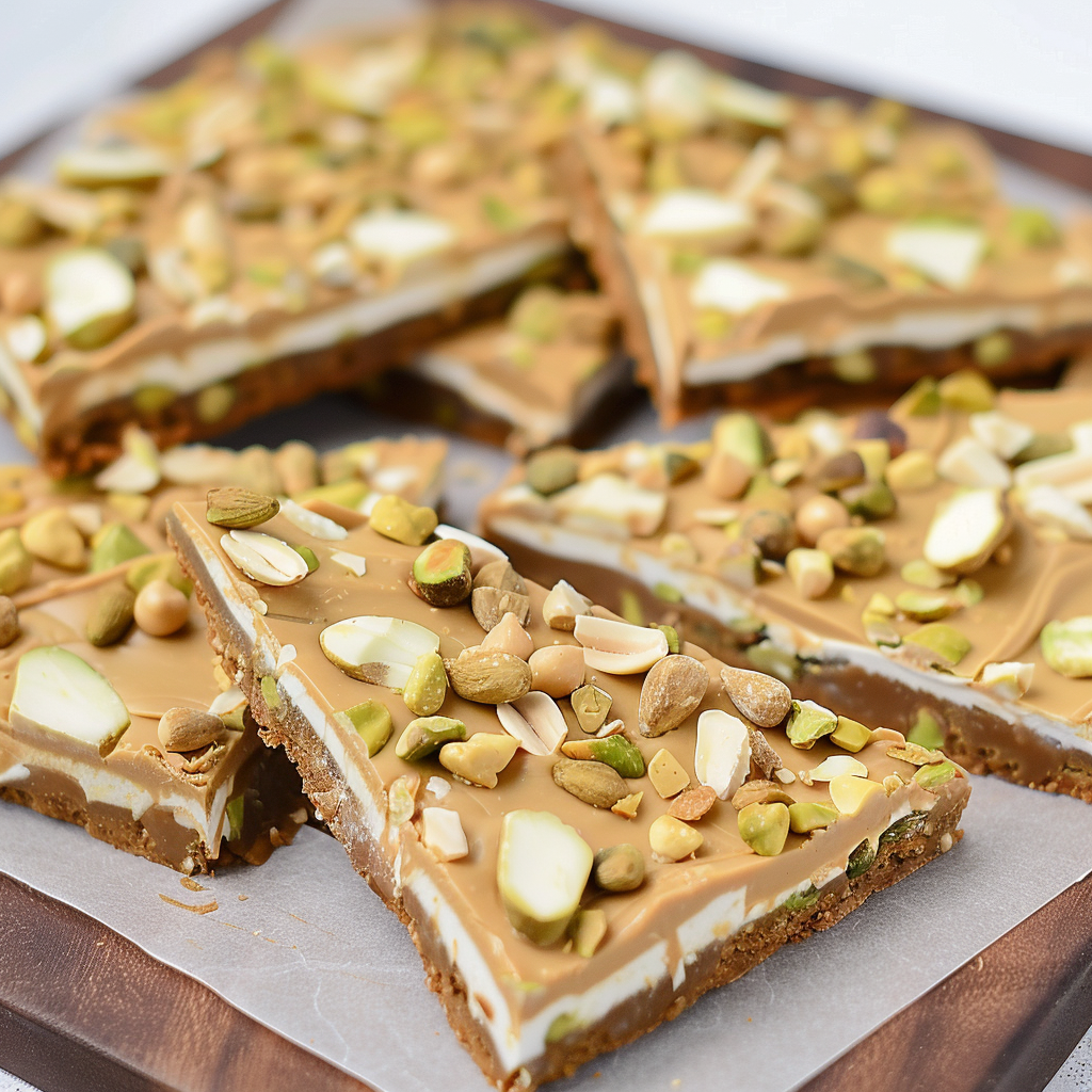 Recipe preparation for Pistachio and White Chocolate Cookie Bark