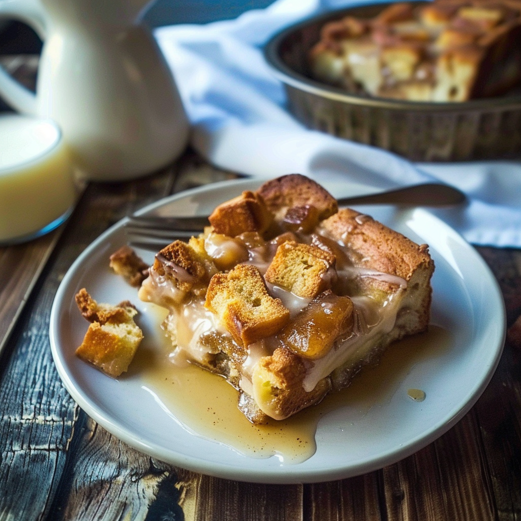 Recipe preparation for Hot Butter Rum Bread Pudding