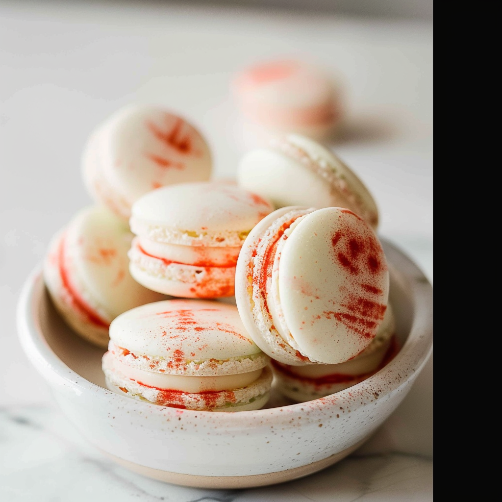 Recipe preparation for Gluten-Free White Chocolate Peppermint Macarons