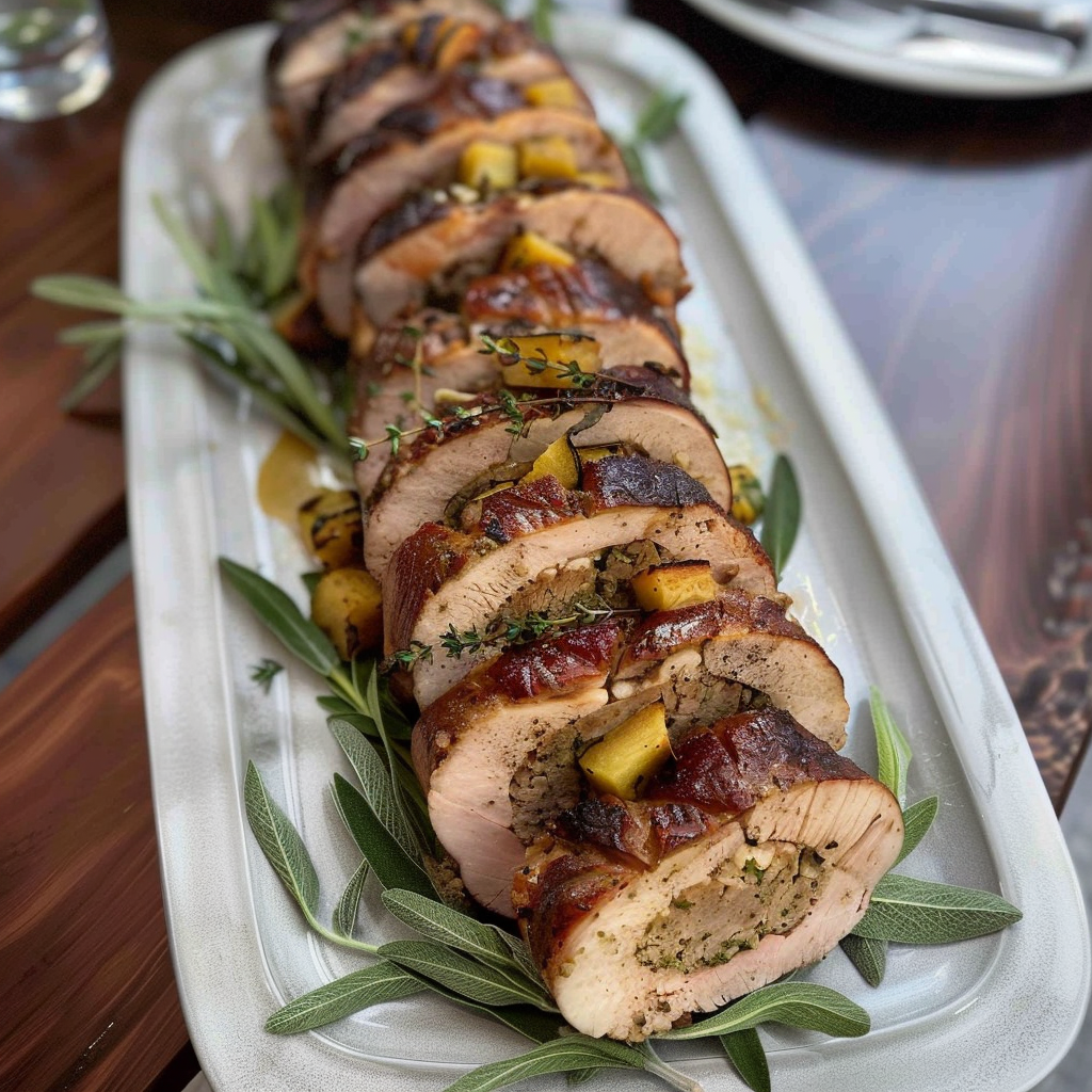 Recipe preparation for Pumpkin & Sage Stuffed Pork Tenderloin