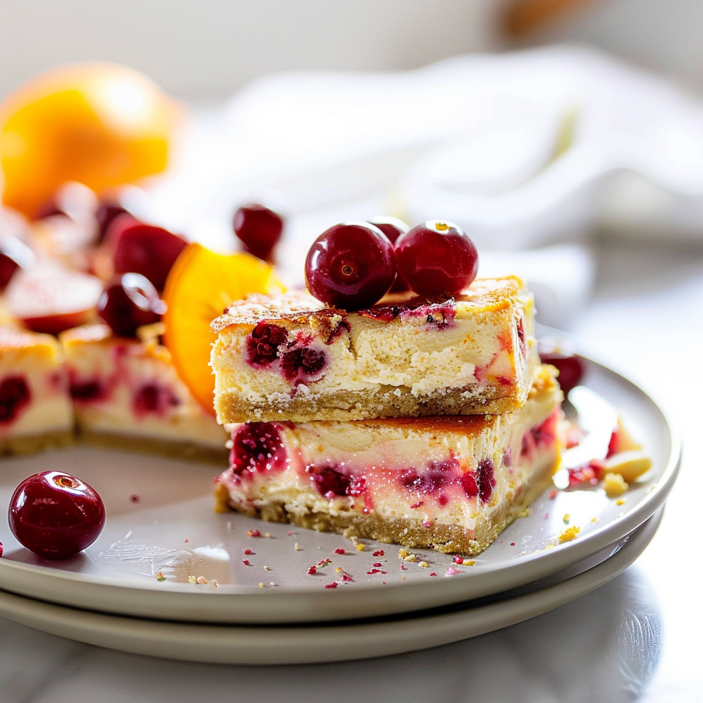 Recipe preparation for Orange-Cranberry White Chocolate Cheesecake Bars