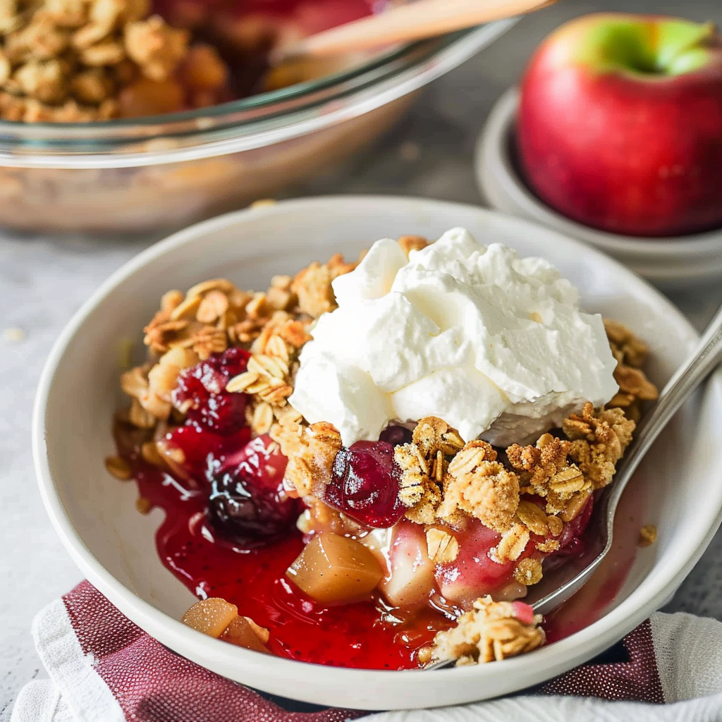 Recipe preparation for Rustic Apple-Cranberry Crisp with Oat Streusel