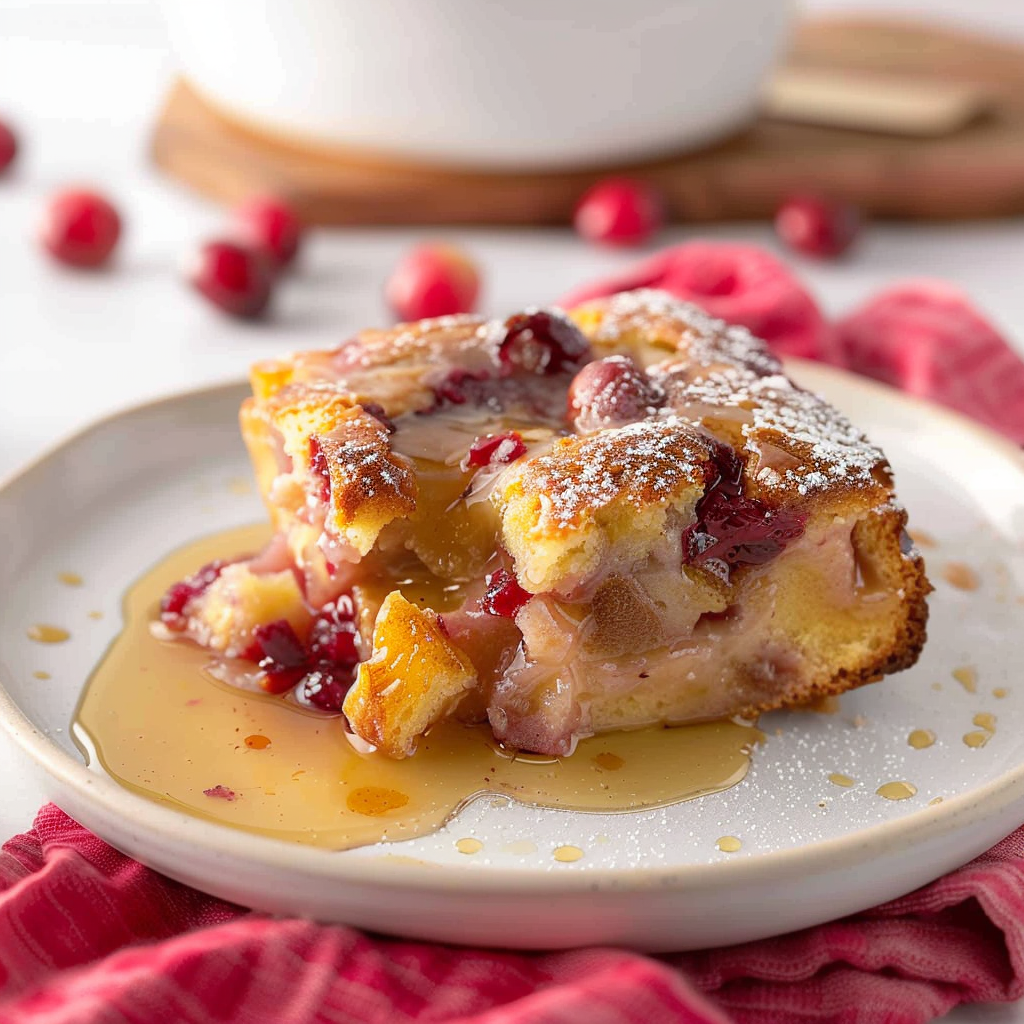 Recipe preparation for Cranberry Orange Holiday Bread Pudding