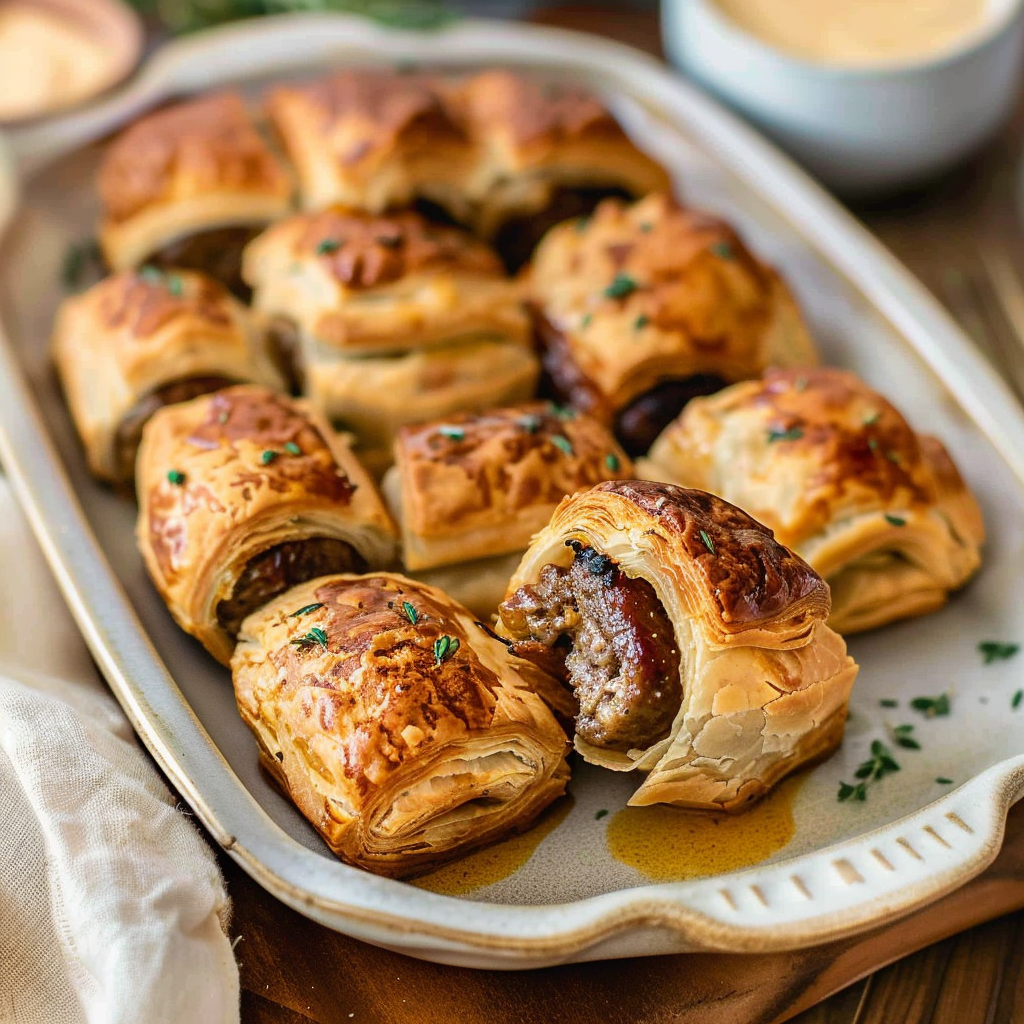 Recipe preparation for Holiday Sausage & Apple Puff Pastry Bake