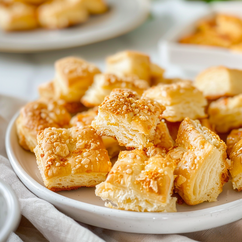 Recipe preparation for NYE Garlic Parmesan Chicken Puff Squares