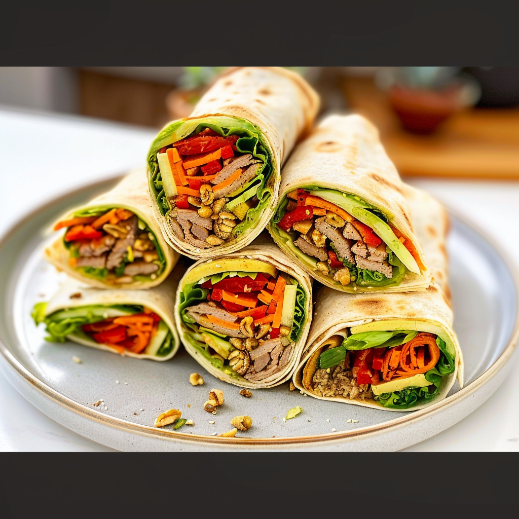 Recipe preparation for Protein-Packed Veggie and Beef Wraps