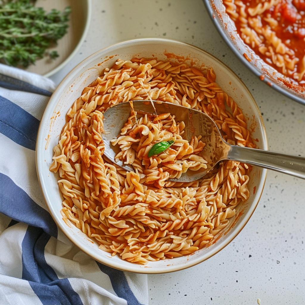 Recipe preparation for One-Pan Creamy Tomato Beef Orzo