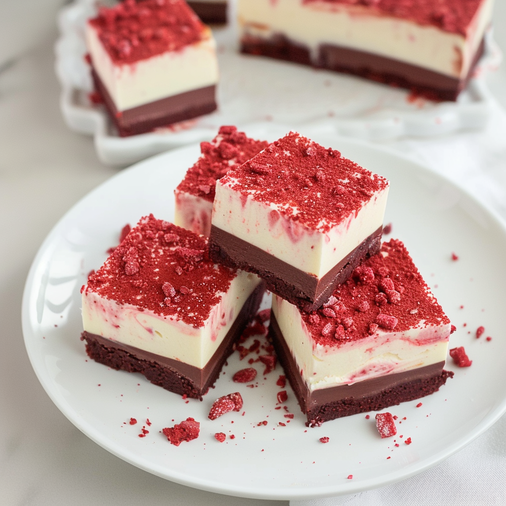 Recipe preparation for Red Velvet Cheesecake Fudge