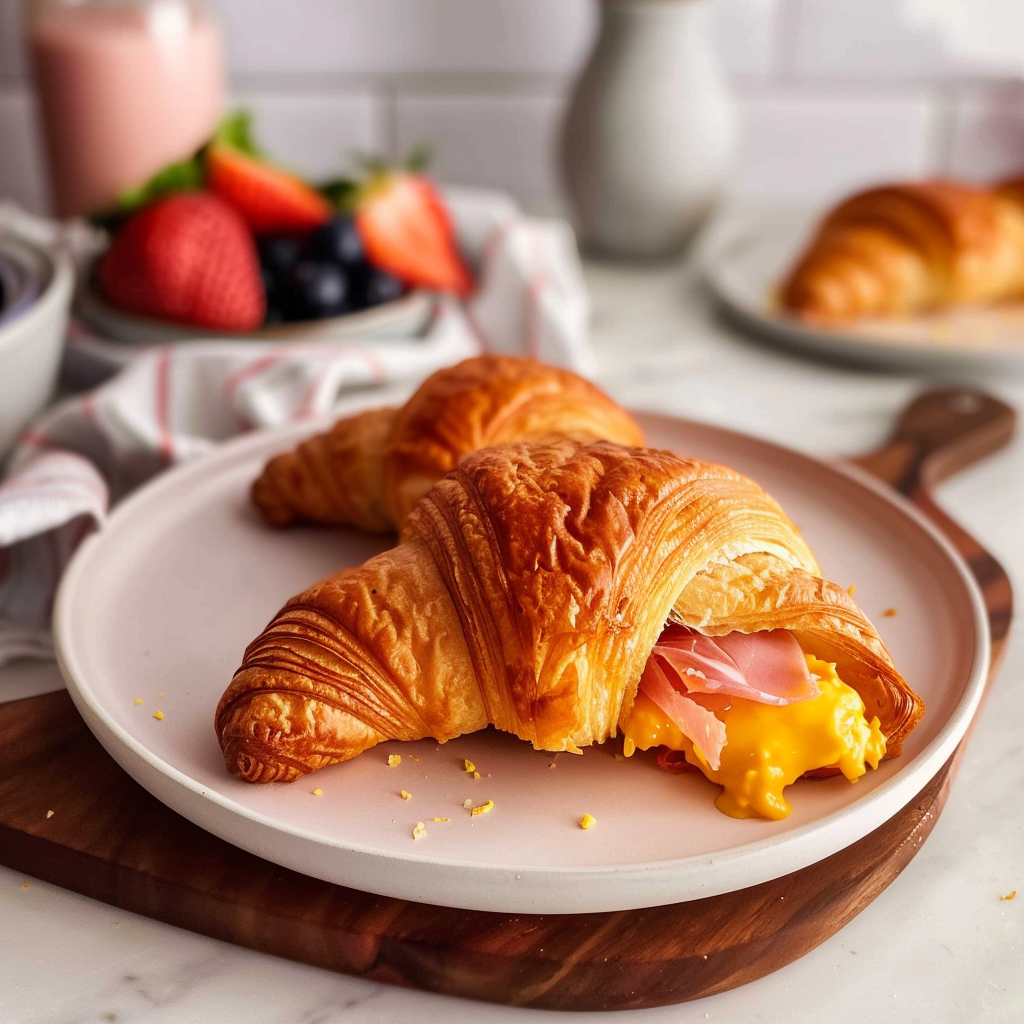 Recipe preparation for Holiday Breakfast Croissant