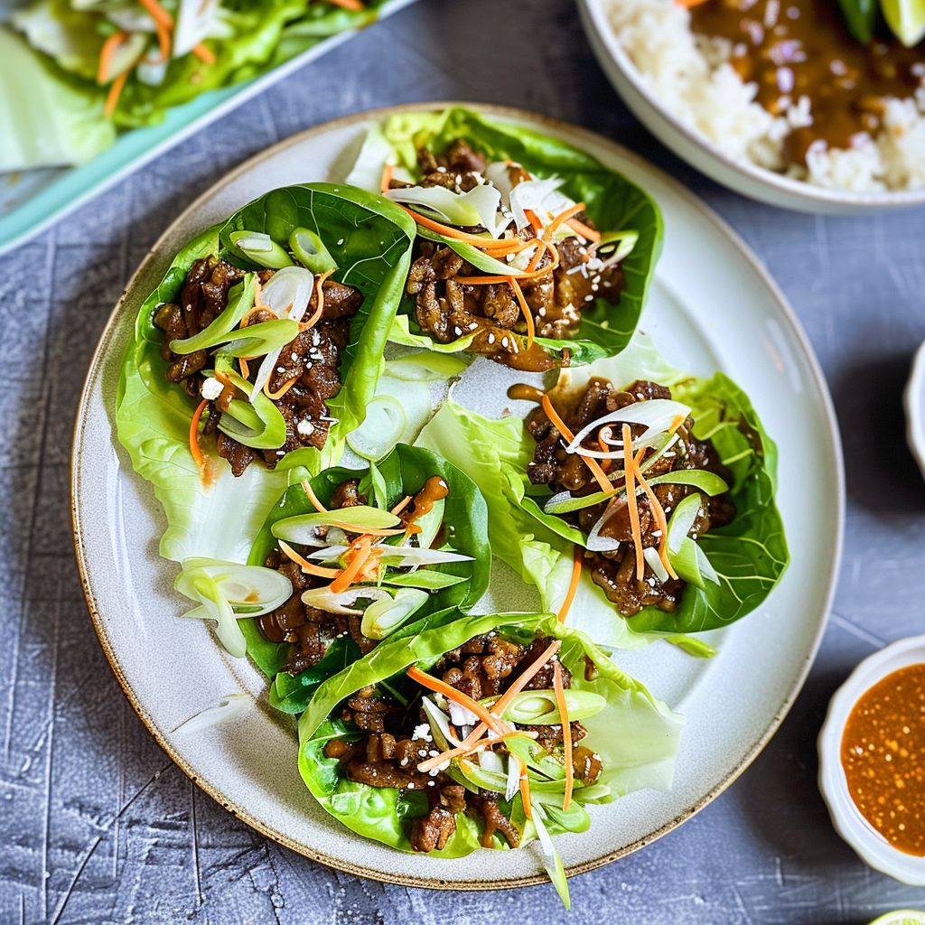 Recipe preparation for Honey-Soy Beef Lettuce Cups