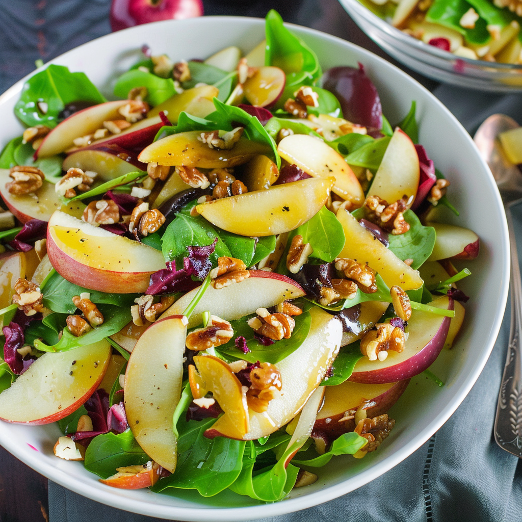 Recipe preparation for Warm Pear and Walnut Winter Salad