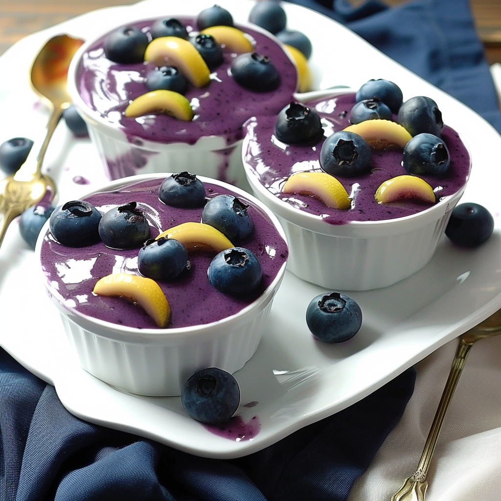 Recipe preparation for Sparkling Blueberry Cream Cups