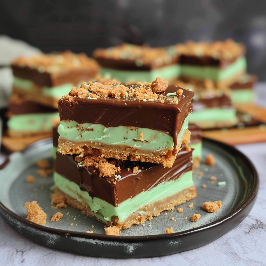 Recipe preparation for No-Bake Peppermint Cookie Butter Slice