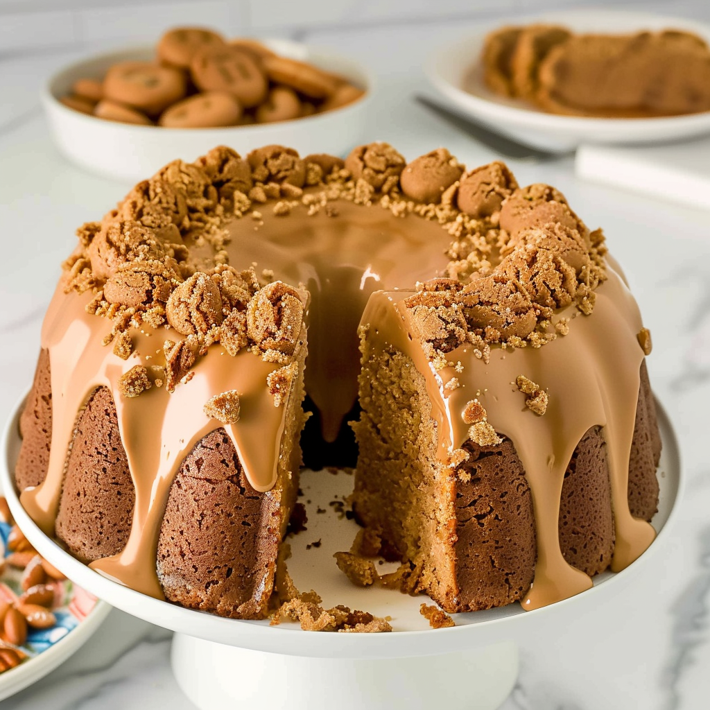 Recipe preparation for Christmas Biscoff Cookie Cake