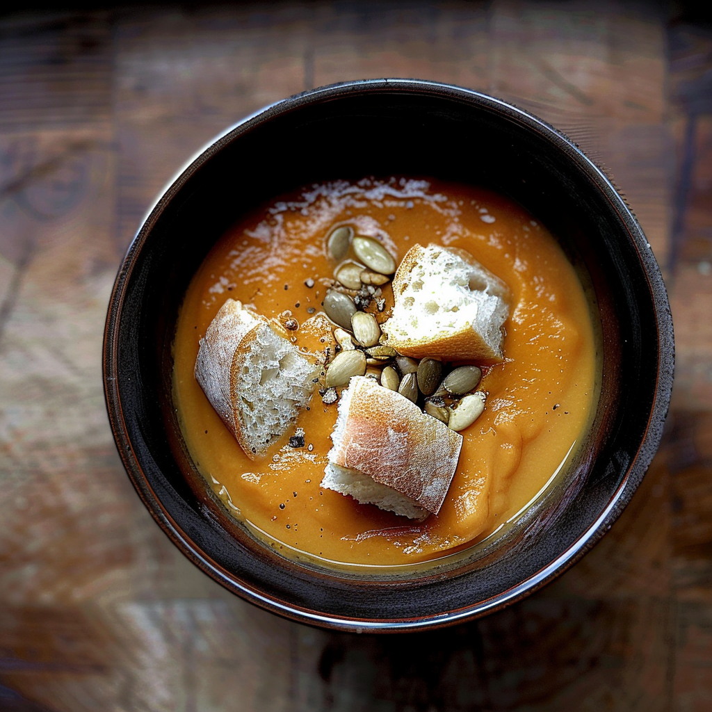 Recipe preparation for Carrot Coconut Winter Soup with Aromatic Ginger