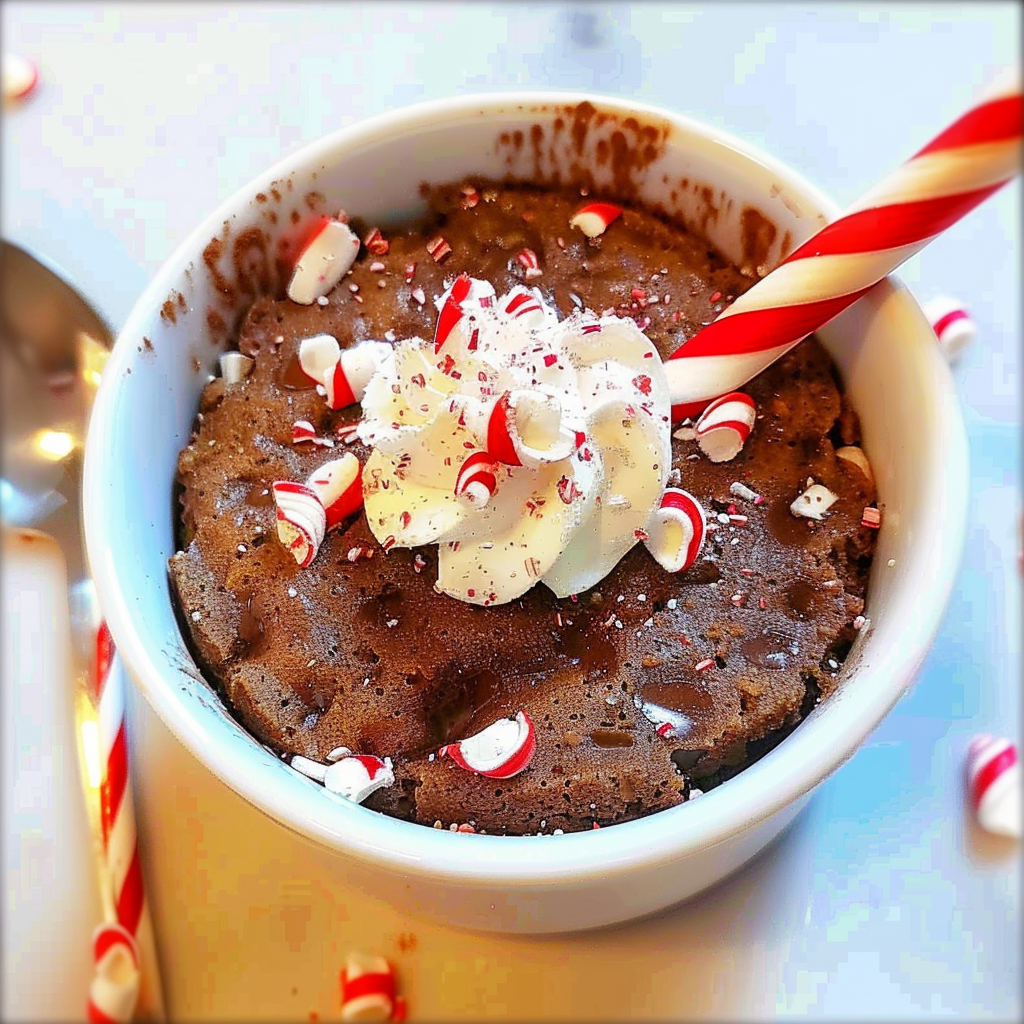Recipe preparation for Peppermint Hot Cocoa Mug Cake