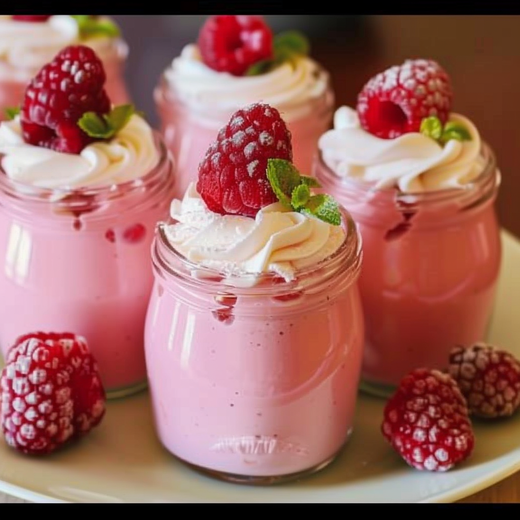 Recipe preparation for Sparkling Raspberry Cheesecake Mousse Cups