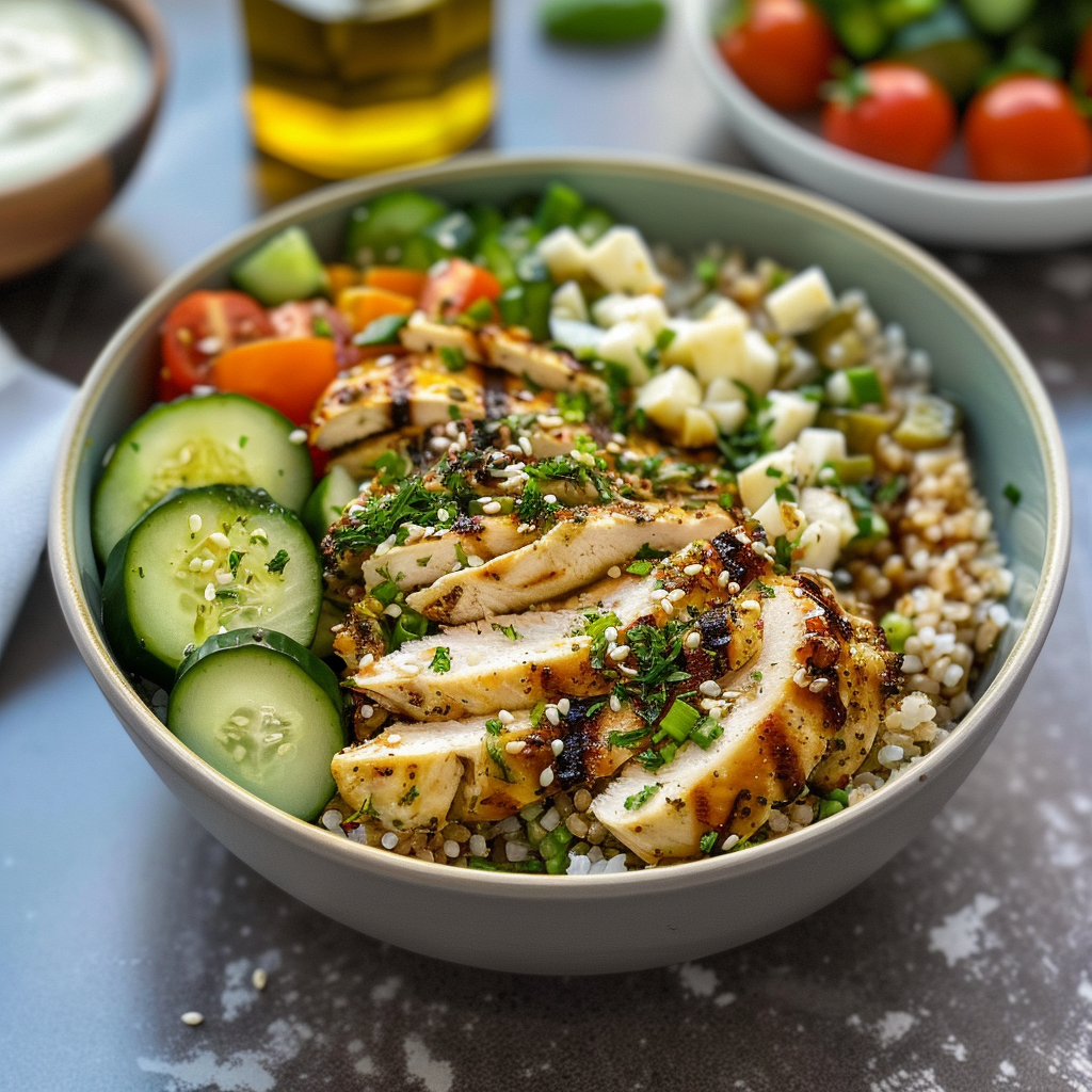 Recipe preparation for Garlic Herb Chicken Bowl