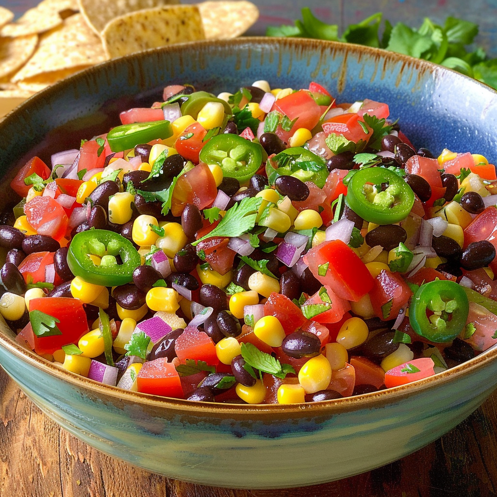 Recipe preparation for Lucky Black-Eyed Pea and Corn Salsa